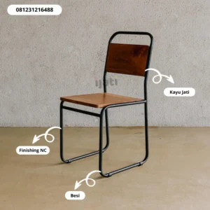 Kursi Cafe Industrial Kayu Jati Rangka Besi Kokoh