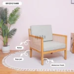 Kursi Rotan Kayu Jati Minimalis dengan Bantalan Empuk & Finishing Melamin – Furniture Ruang Tamu Elegan