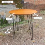 Meja Cafe Bundar Kayu Jati Kaki Besi Industrial Minimalis