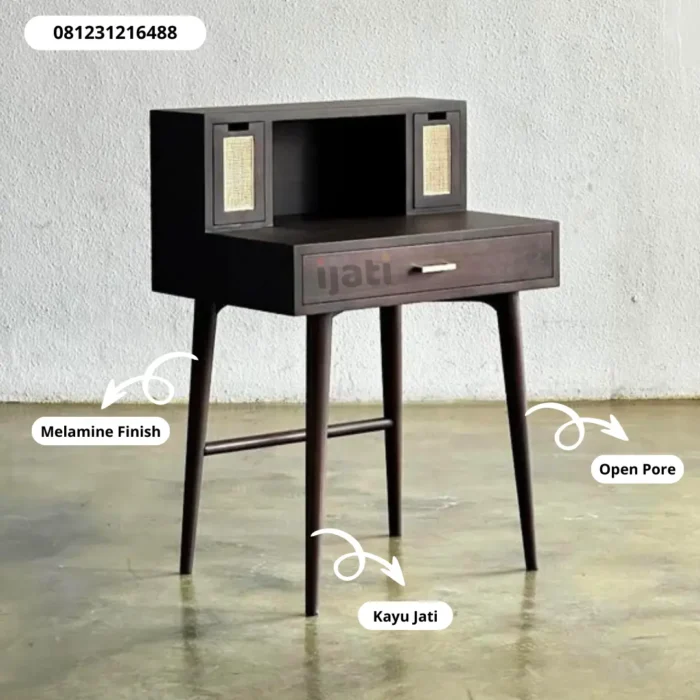 Meja Rias Estetik Kayu Jati Asli - Model Minimalis dengan Laci Meja Rias Estetik Kayu Jati Asli - Model Minimalis dengan Laci