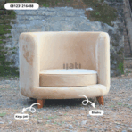 Sofa Single Bludru Minimalis / Armchair 1 Seater Kaki Jati