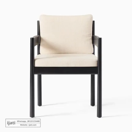Armchair Japandi Minimalis Rangka Kayu Jati Hitam