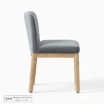 Kursi Makan Scandinavian Jok Kain Abu-abu Rangka Kayu Jati