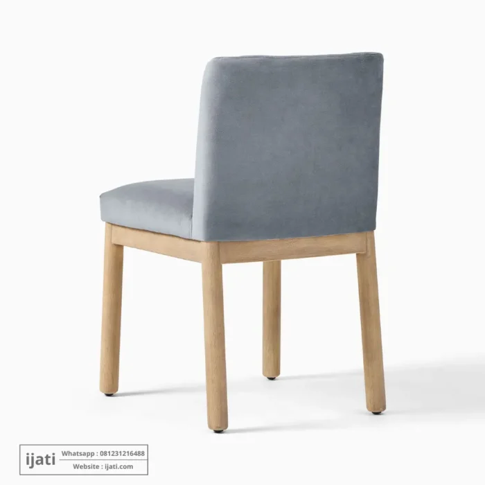 Kursi Makan Scandinavian Jok Kain Abu-abu Rangka Kayu Jati