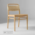 Kursi Cafe Unik Rangka Kayu Jati Kombinasi Anyaman dan Kulit