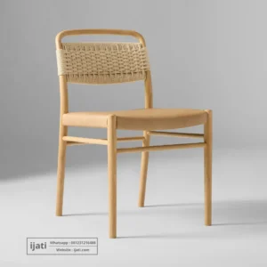 Kursi Cafe Unik Rangka Kayu Jati Kombinasi Anyaman dan Kulit