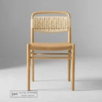 Kursi Cafe Unik Rangka Kayu Jati Kombinasi Anyaman dan Kulit