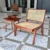 Kursi Lounge Mid-Century Modern Dudukan Rotan Kayu Jati