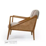 Armchair Mid-Century Modern Kayu Jati dengan Aksen Rotan