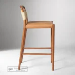 Bar Stool Japandi Modern Kombinasi Anyaman Rope dan Kulit