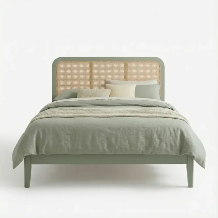 Dipan Minimalis Japandi Rotan Warna Sage Green Aesthetic untuk Kamar Kos