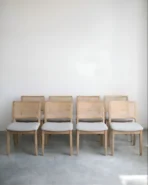 Kursi Cafe Aesthetic Kayu Sungkai Kombinasi Anyaman Rotan