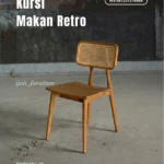 Kursi Cafe Kayu Jati Solid Anyaman Rotan - Desain Retro Estetik
