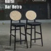 Kursi Bar Retro Kayu Jati Kombinasi Rotan - Bar Stool Cafe & Resto