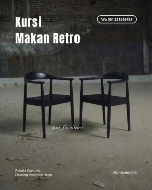 Kursi Makan Retro Kayu Jati Solid Finishing Hitam