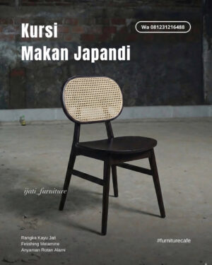 Kursi Cafe Kayu Jati Rotan Model Japandi - Grosir Furniture Restoran & Villa