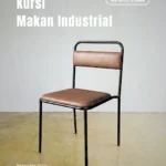 Kursi Makan Industrial Cafe Jok Kulit Sintetis Oscar Coklat Vintage