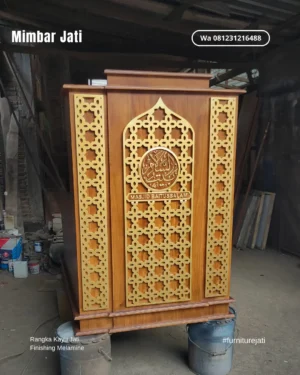 Mimbar Masjid Jati Minimalis Mewah Ukiran Jepara
