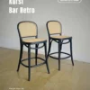 Kursi Bar Kayu Jati Retro Minimalis Kombinasi Anyaman Rotan Alami
