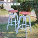 Kursi Bar Besi Industrial kombinasi Kayu Jati Minimalis