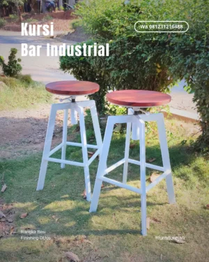 Kursi Bar Besi Industrial kombinasi Kayu Jati Minimalis