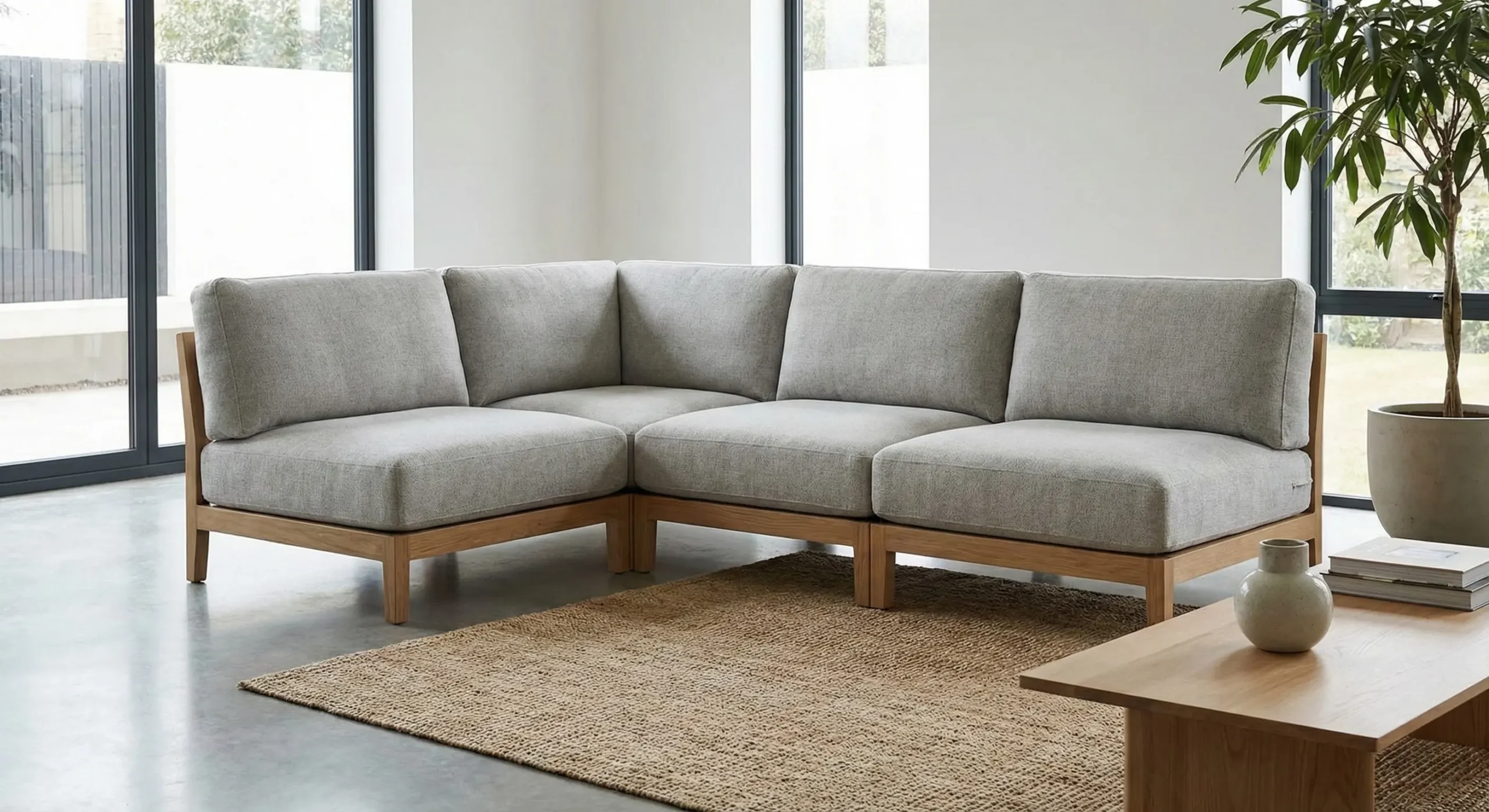 Model Kursi Sudut L Minimalis Tanpa Lengan