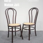 Kursi Makan Jati Minimalis Kombinasi Anyaman Rotan Alami