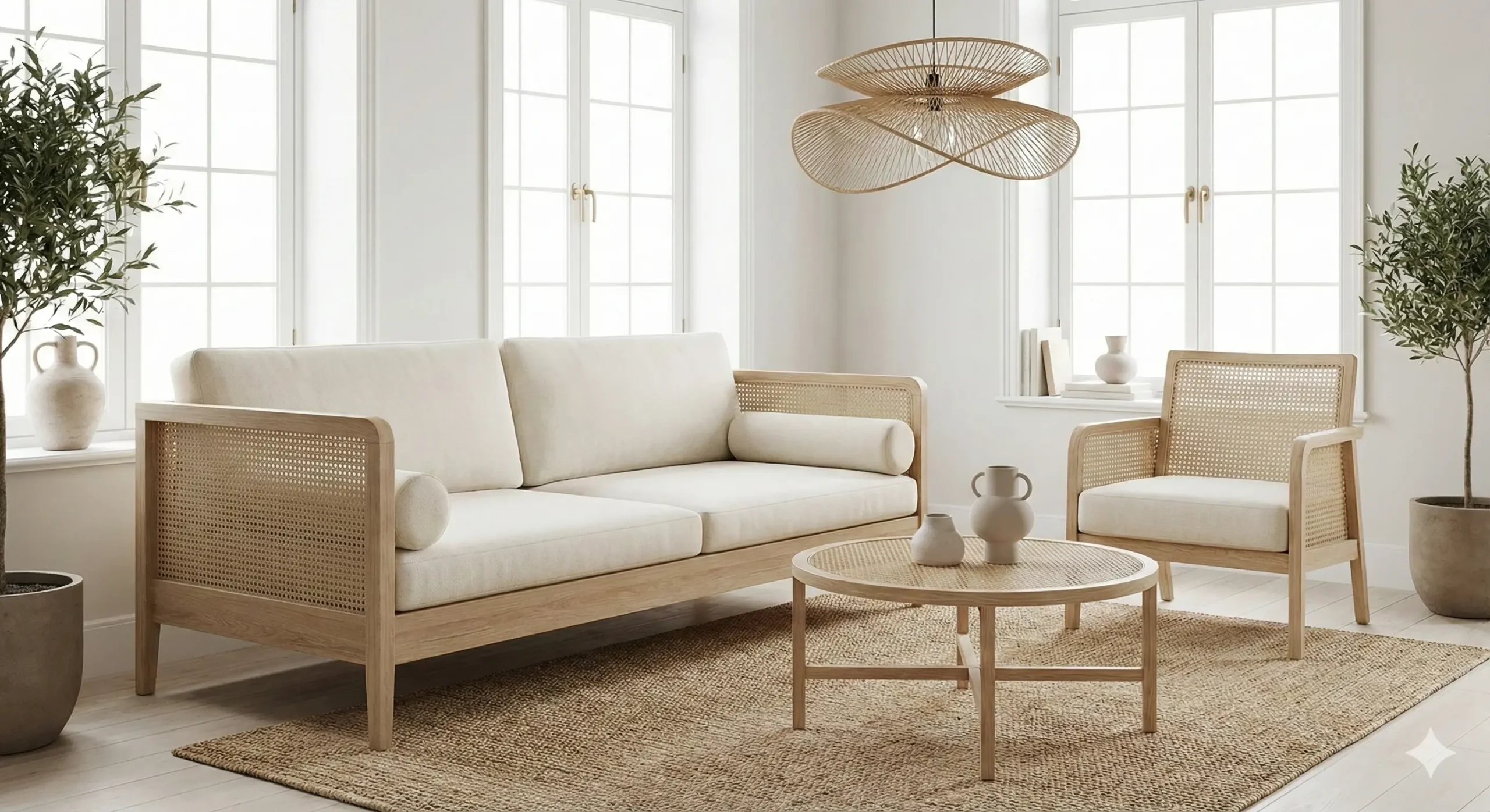 Gaya Japandi Modern dengan Aksen Rotan