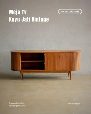 Meja TV Minimalis Kayu Jati Vintage