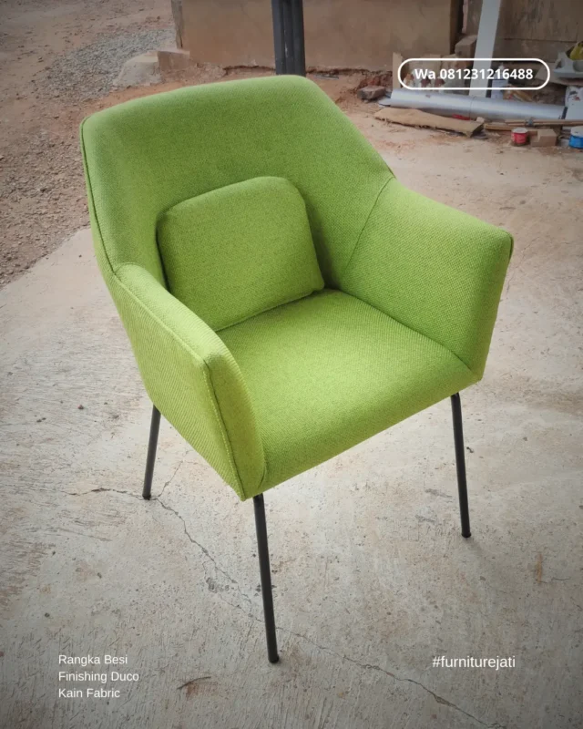 Armchair Minimalis Modern Kain Fabric Kaki Besi