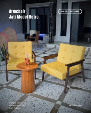 Lounge Chair Jati Model Retro Klasik Armchair Kayu Jati Premium