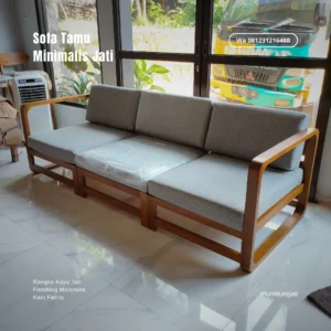 Kursi Sofa Minimalis Jati Modern 3 Seater untuk Ruang Tamu Mewah